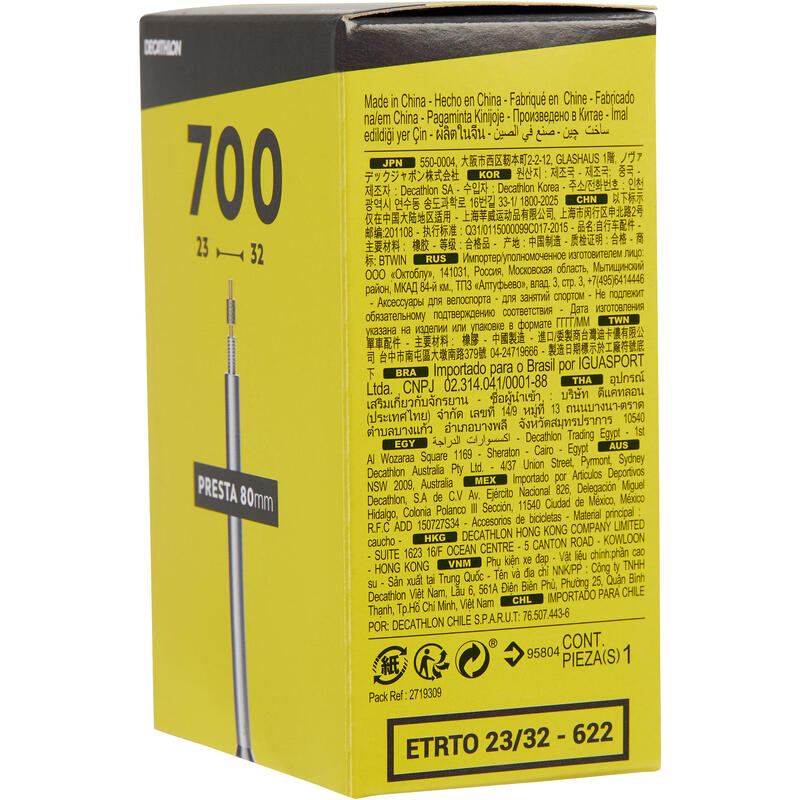 700 × 23/32 80 mm İç Lastik Presta Valf Uyumlu