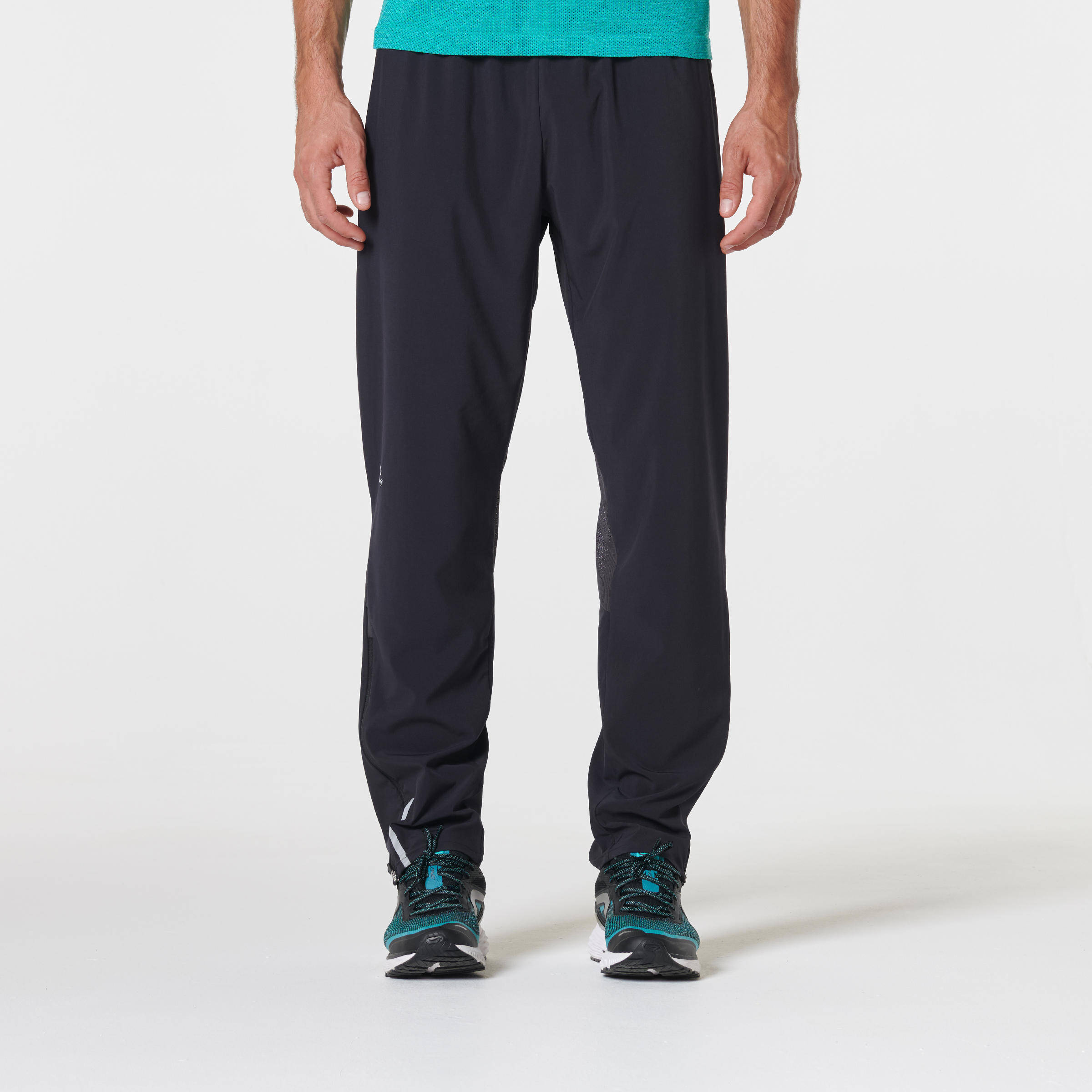 Men's Breathable Running Track Pants - BLACK -  4
