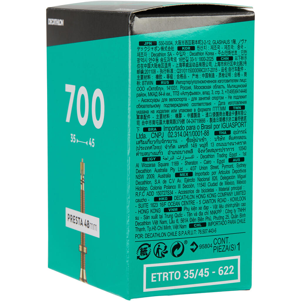 Neumático bicicleta rin 700 válvula presta 48 mm - negro