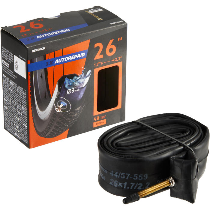 fahrradschlauch 26 zoll 1 7 2 2 selbstreparierend franz ventil presta btwin decathlon