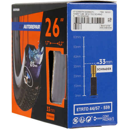 26x1.7-2.2 Self-Sealing Bike Inner Tube - Schrader