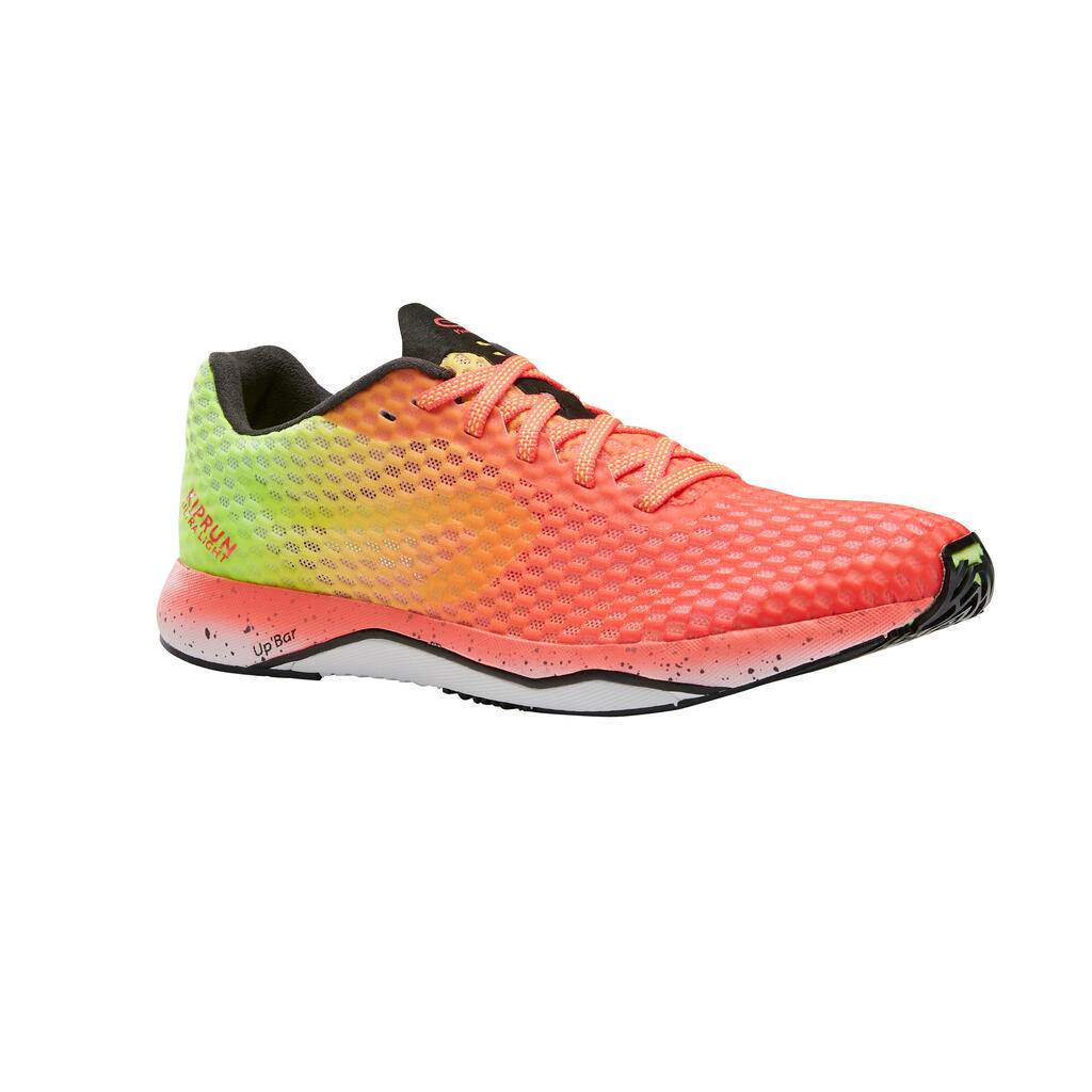 WOMEN'S RUNNING SHOES KIPRUN ULTRALIGHT - CORAL/GREEN