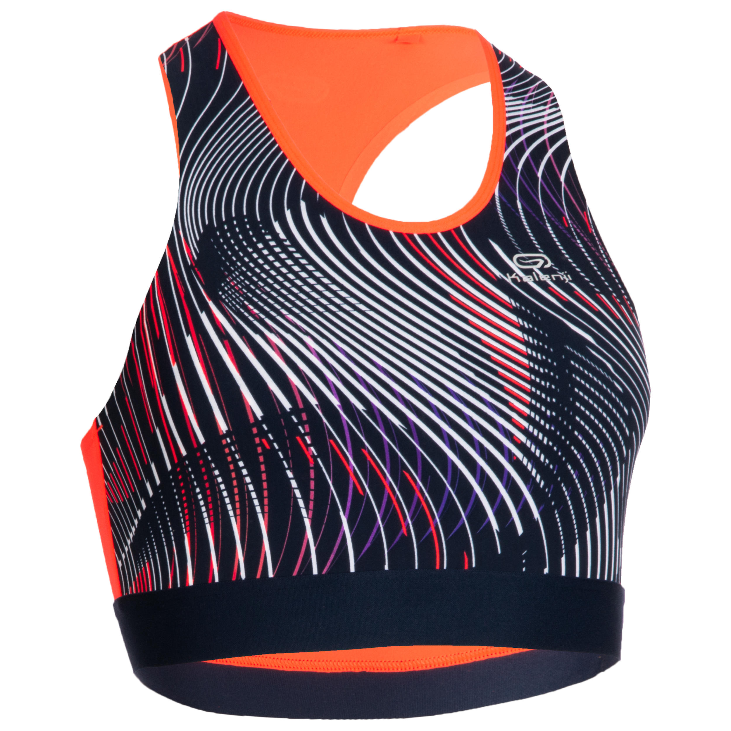 brassiere d'athletisme femme bleue et orange - kalenji