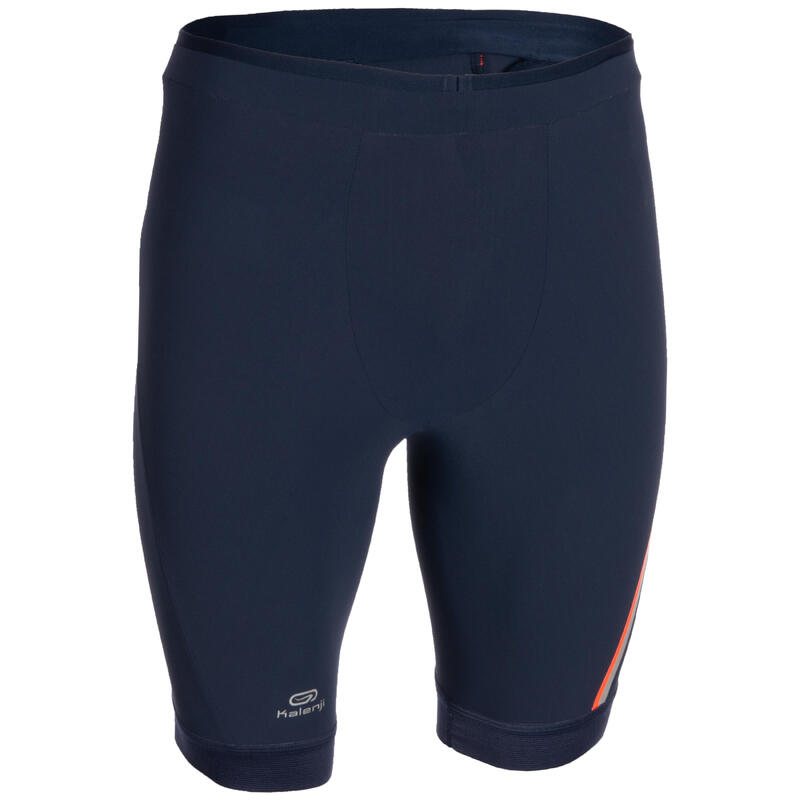 Korte tight voor atletiek heren blauw/oranje
