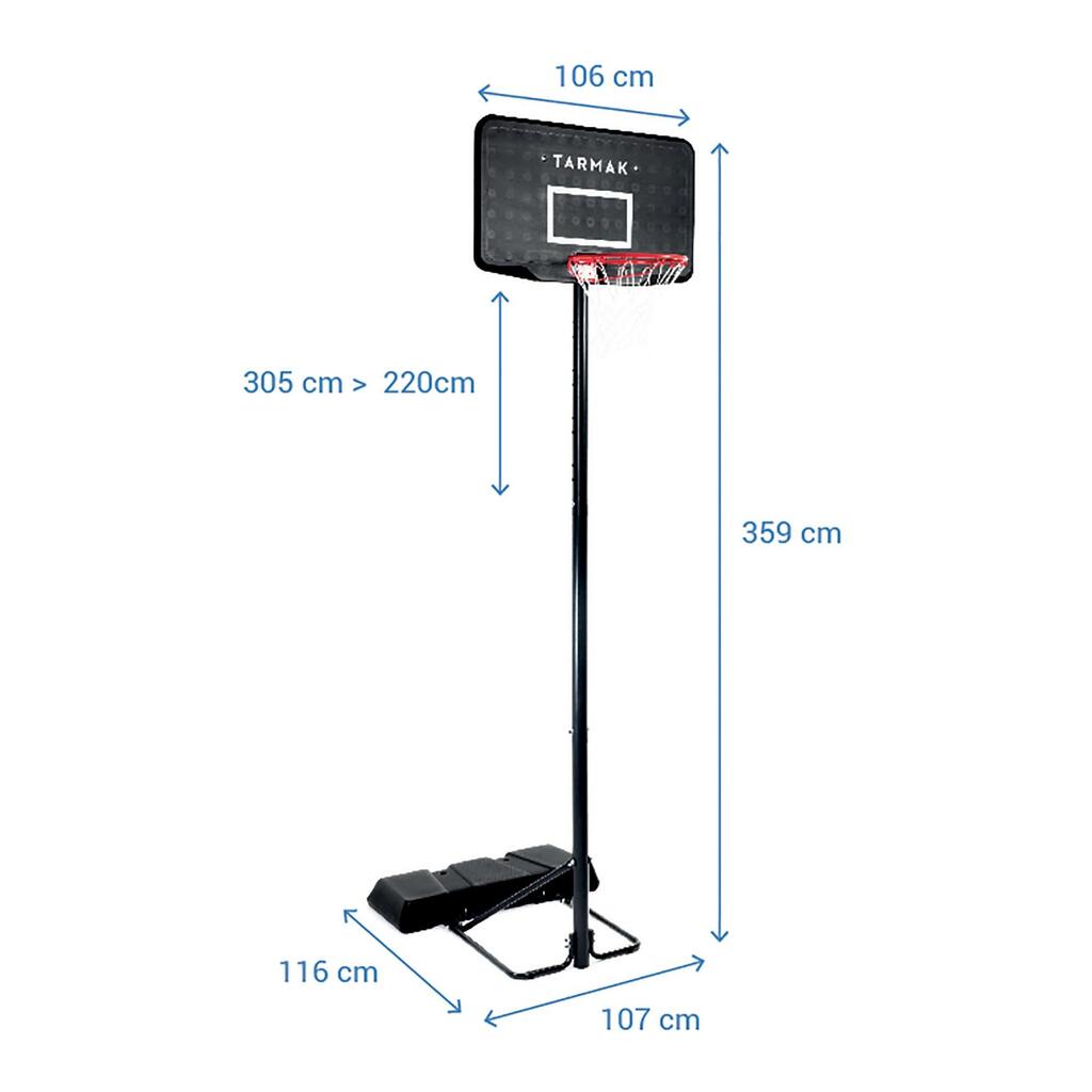 Basketball Hoop with Adjustable Stand (from 2.20 to 3.05m) B100 - Black