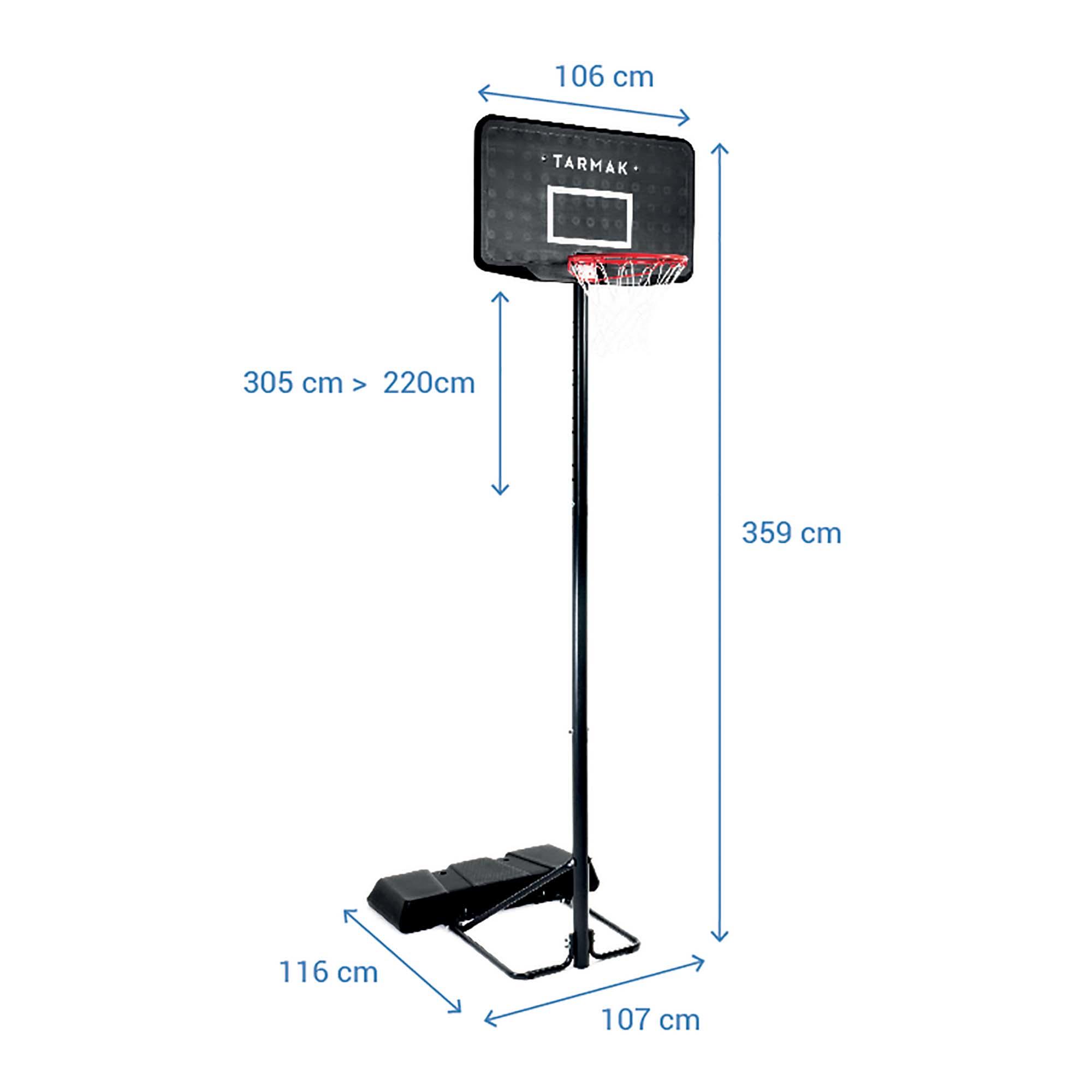 Basketball Hoop with Adjustable Stand (from 2.20 to 3.05m) B100 - Black 5/12