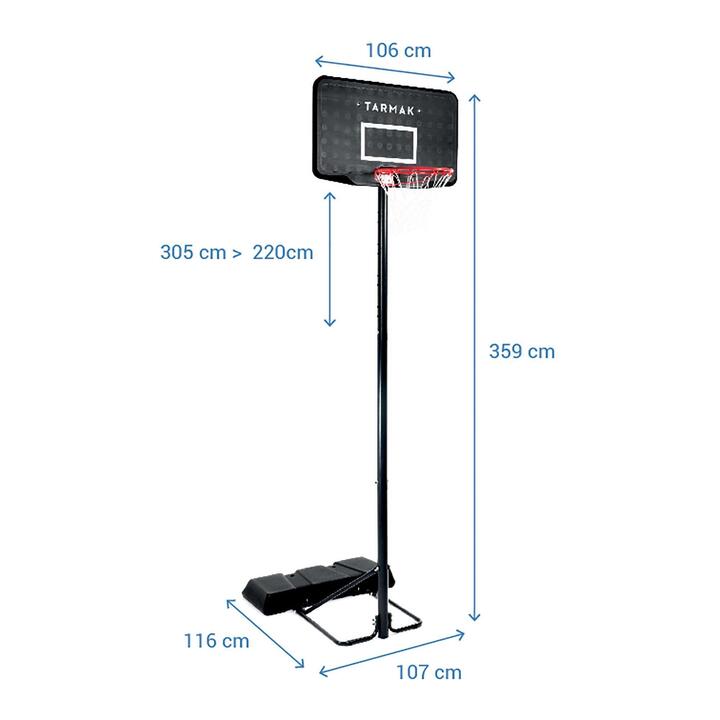 Basketball Hoop with Adjustable Stand (from 2.20 to 3.05m) B100 Black