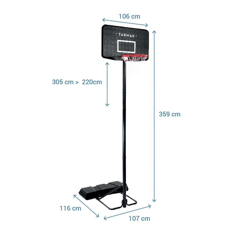 gelei bodem rundvlees Basketbalpaal B100 verstelbaar van 2,20 m tot 3,05 m zwart | TARMAK |  Decathlon.nl