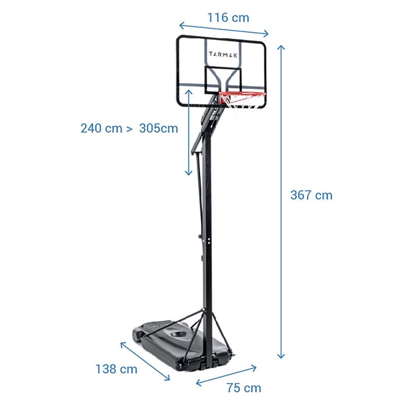 Basketbalpaal voor kinderen/volwassenen B700 Pro 2,40-3,05 m. Zeven hoogtes.