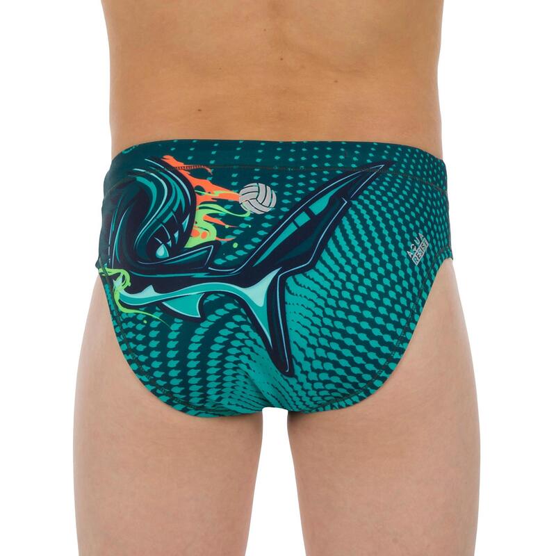 MAILLOT DE BAIN SLIP WATER POLO GARÇON SHARK VERT