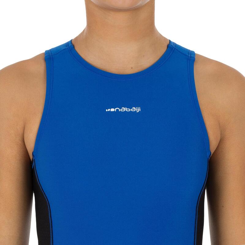 Jednodílné dívčí plavky na vodní pólo 500 modré