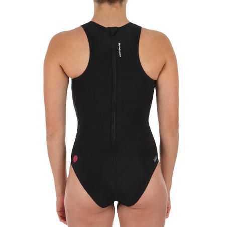 Crni ženski jednodelni kupaći kostim za vaterpolo 500