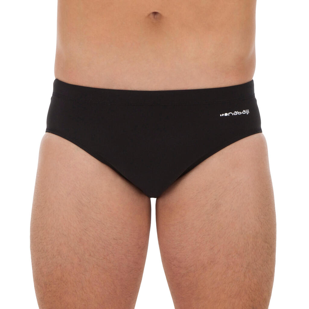 PLAIN BLACK MEN'S 500 WATER POLO SWIMSUIT