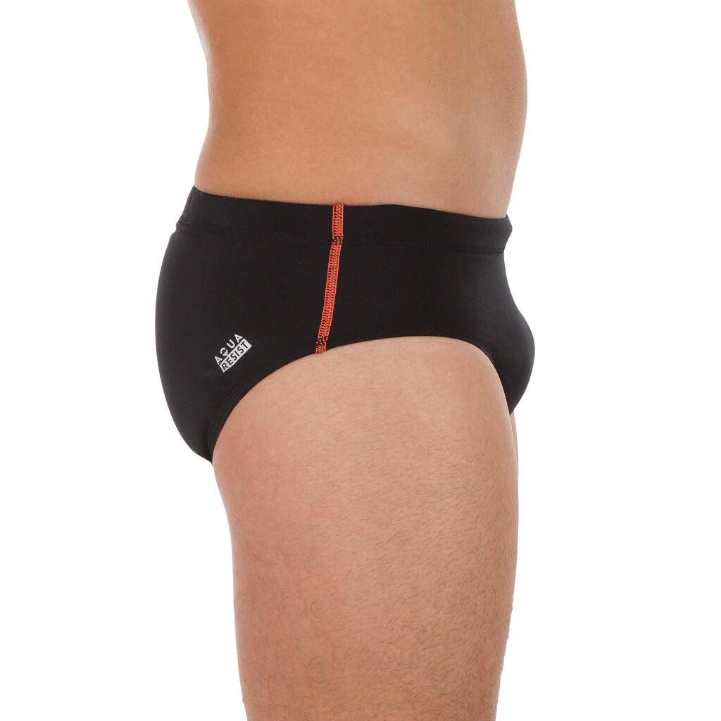 PLAIN BLACK MEN'S 500 WATER POLO SWIMSUIT