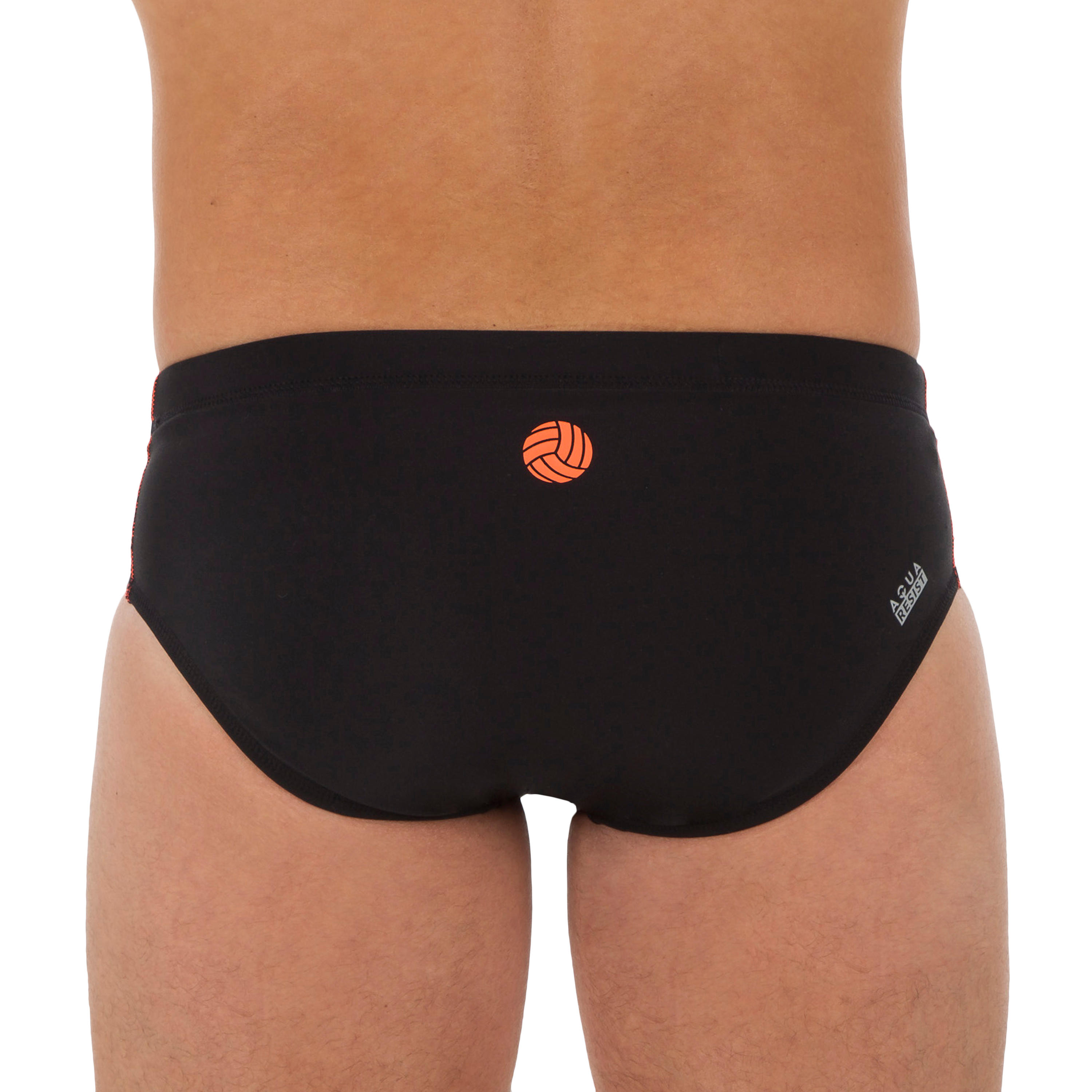 PLAIN BLACK MEN'S 500 WATER POLO SWIMSUIT 3/7