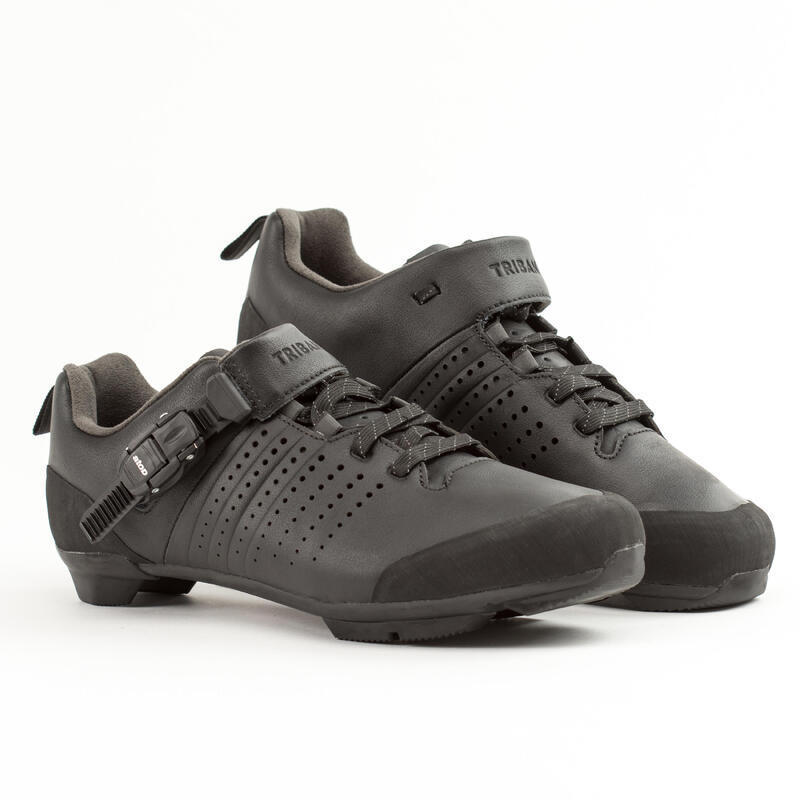 CHAUSSURES VELO ROUTE CUIR SPD CYCLOTOURISME A LACETS ET BOUCLE 520 MARINE Triban Decathlon
