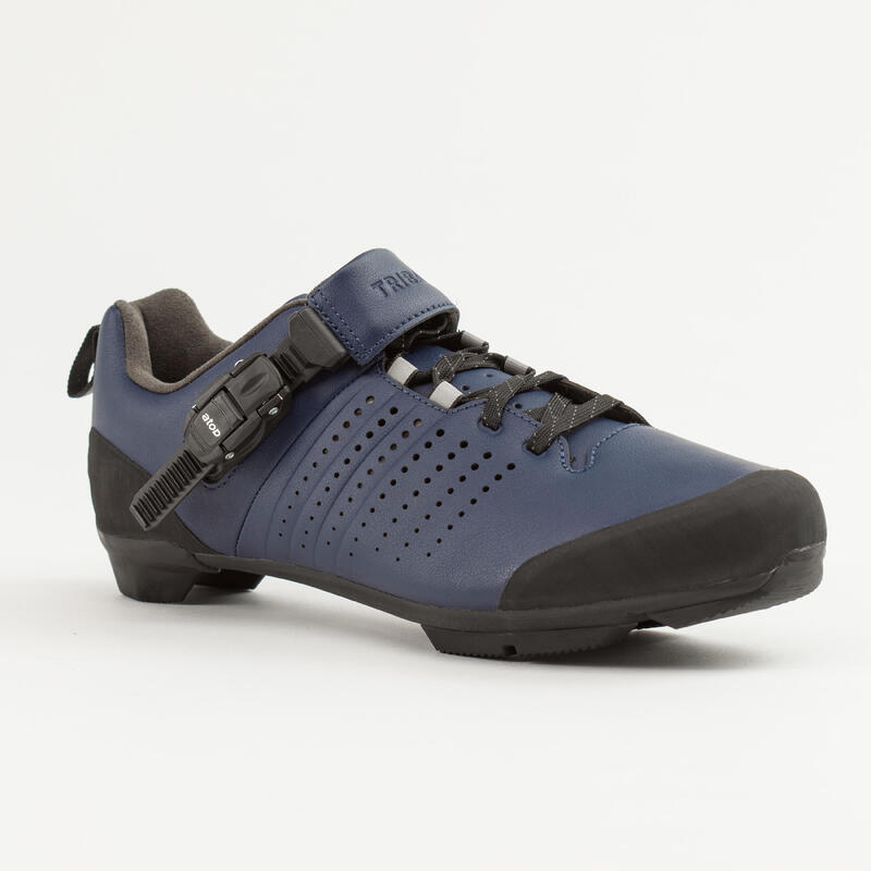 CHAUSSURES VELO GRAVEL ET ROUTE CUIR A LACETS SPD GRVL 520 MARINE