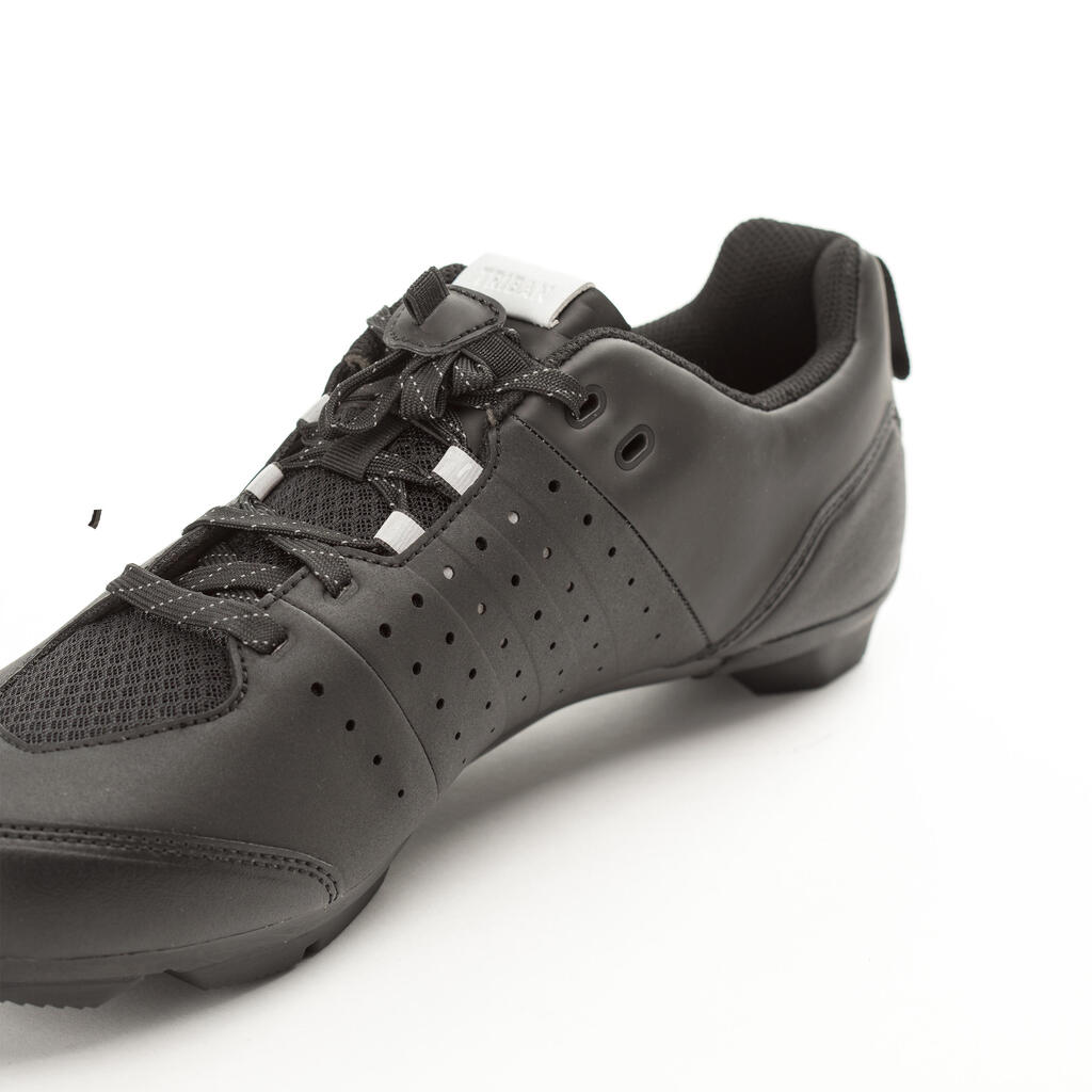 Road and Gravel Cycling Lace-Up SPD Shoes GRVL 500 - Black