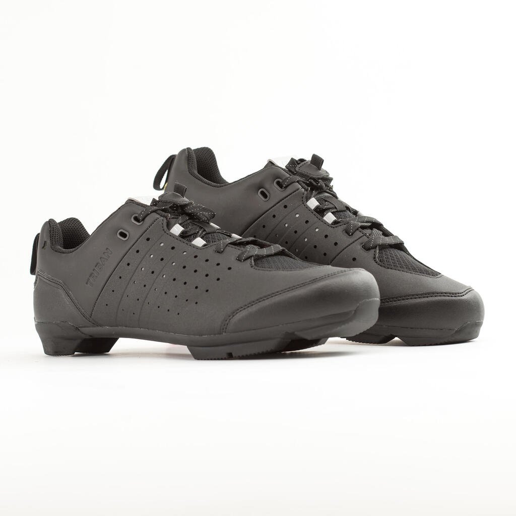 Tenis Ciclismo Gravel Carretera SPD GRVL 500 Negro Cordones