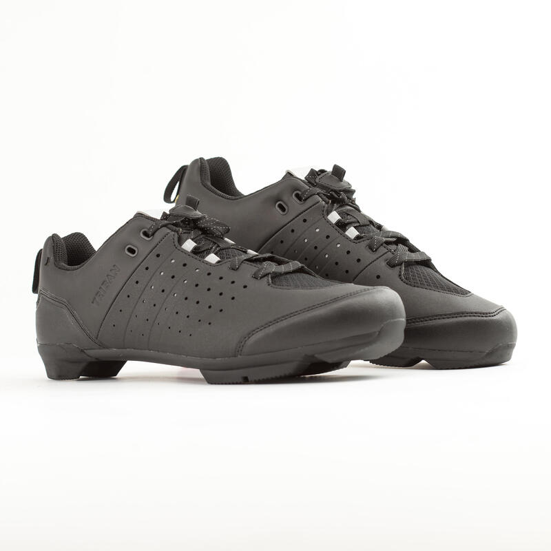 Chaussures velo a lacets spd gravel 500 noire