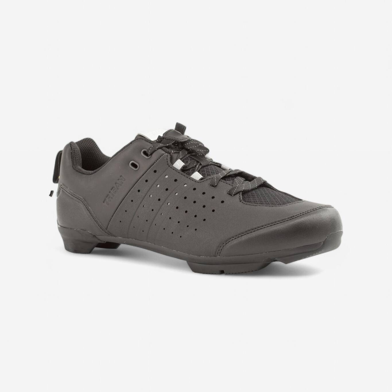 Road and Gravel Cycling Lace-Up SPD Shoes GRVL 500 - Black