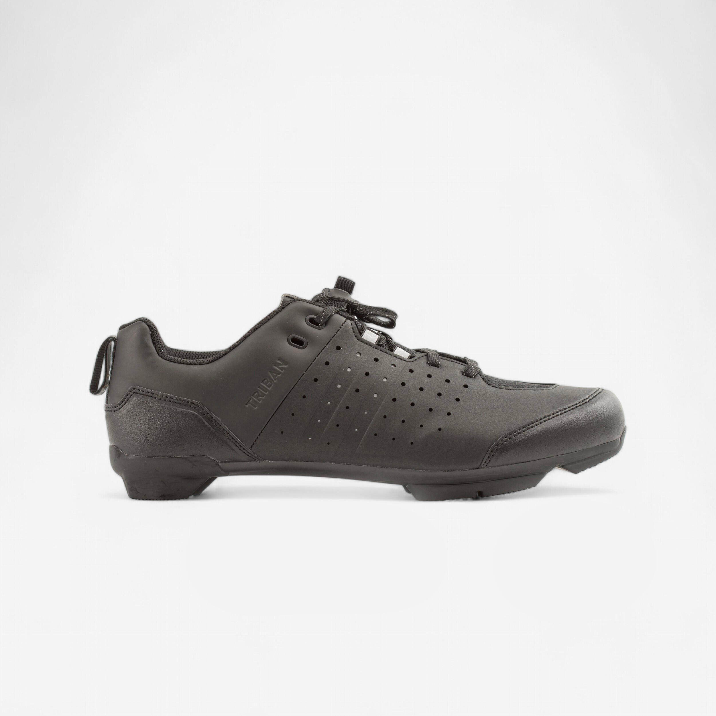 Road and Gravel Cycling Lace-Up SPD Shoes GRVL 500 - Black