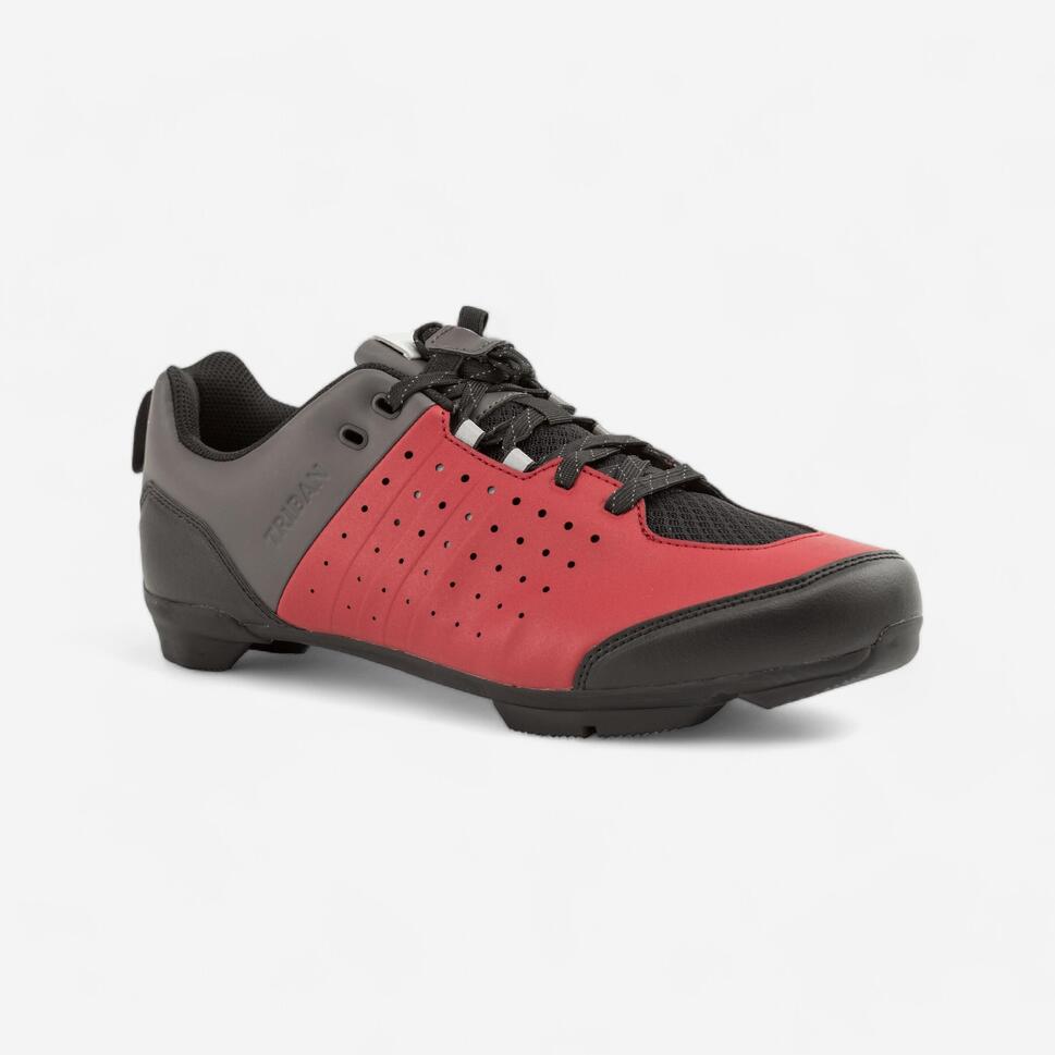 CHAUSSURES VELO ROUTE A LACETS SPD CYCLOTOURISME RC500 NOIRE Triban Decathlon