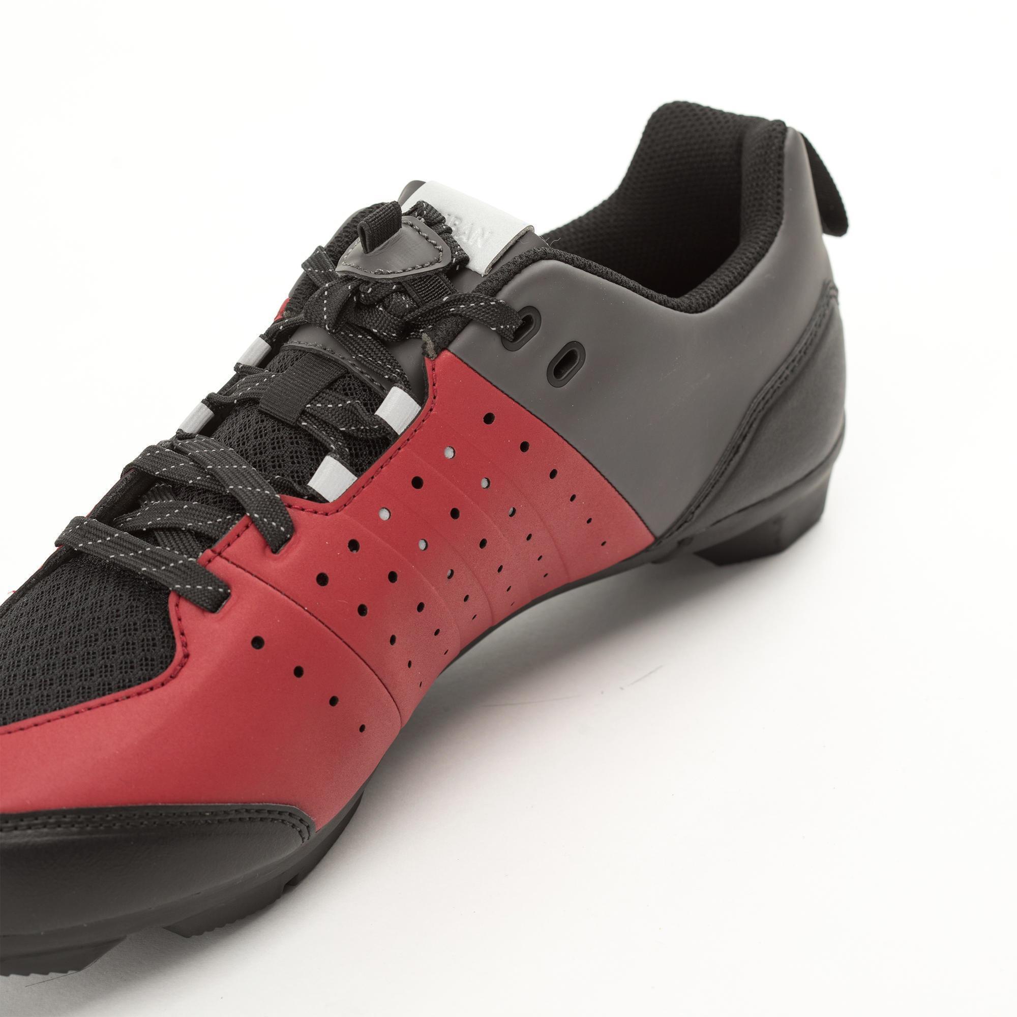 Road and Gravel Cycling Lace-Up SPD Shoes GRVL 500 - Burgundy / Grey 6/7