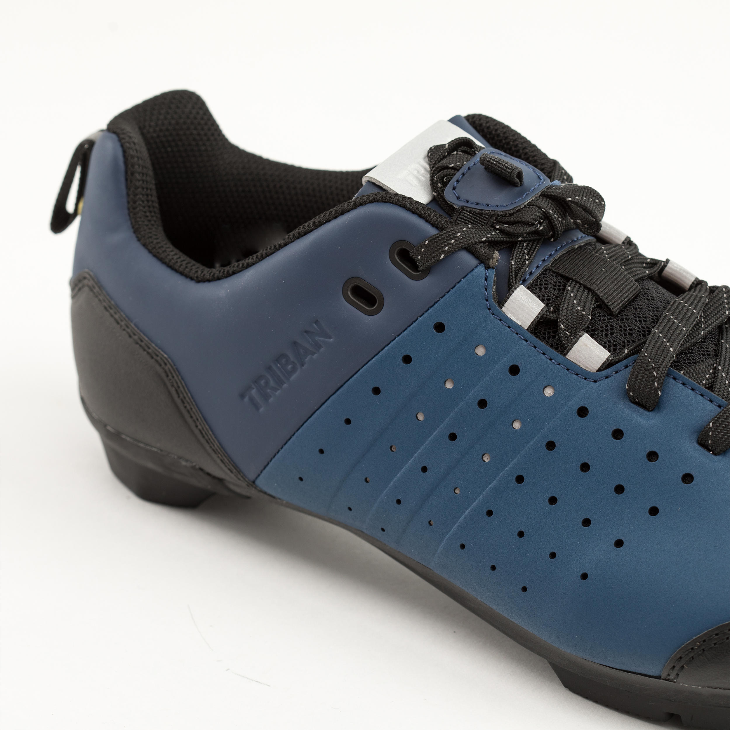 Road and Gravel Lace-Up Cycling Shoes - SPD GRVL 500 Blue/Navy - TRIBAN