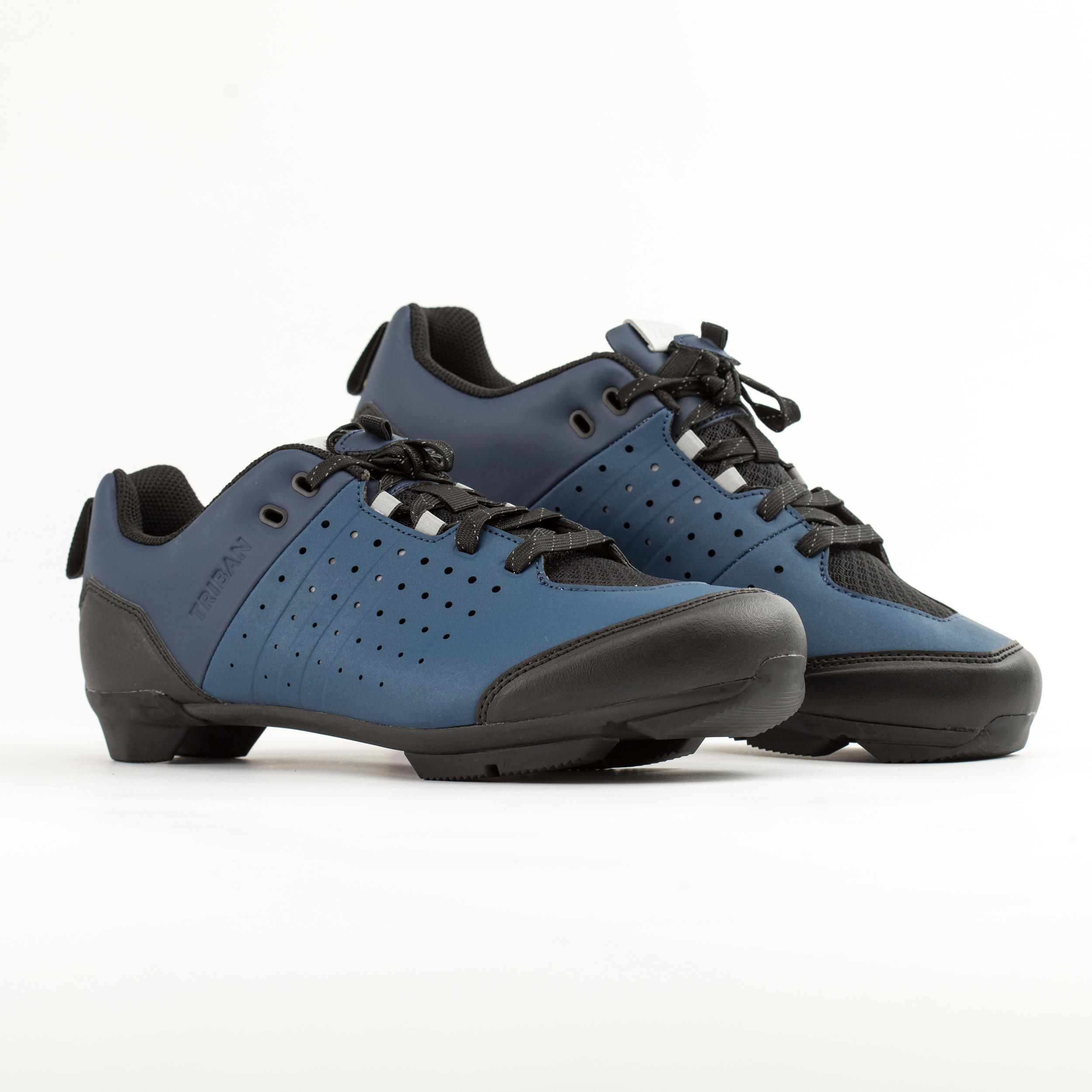 Road and Gravel Lace-Up Cycling Shoes - SPD GRVL 500 Blue/Navy - TRIBAN