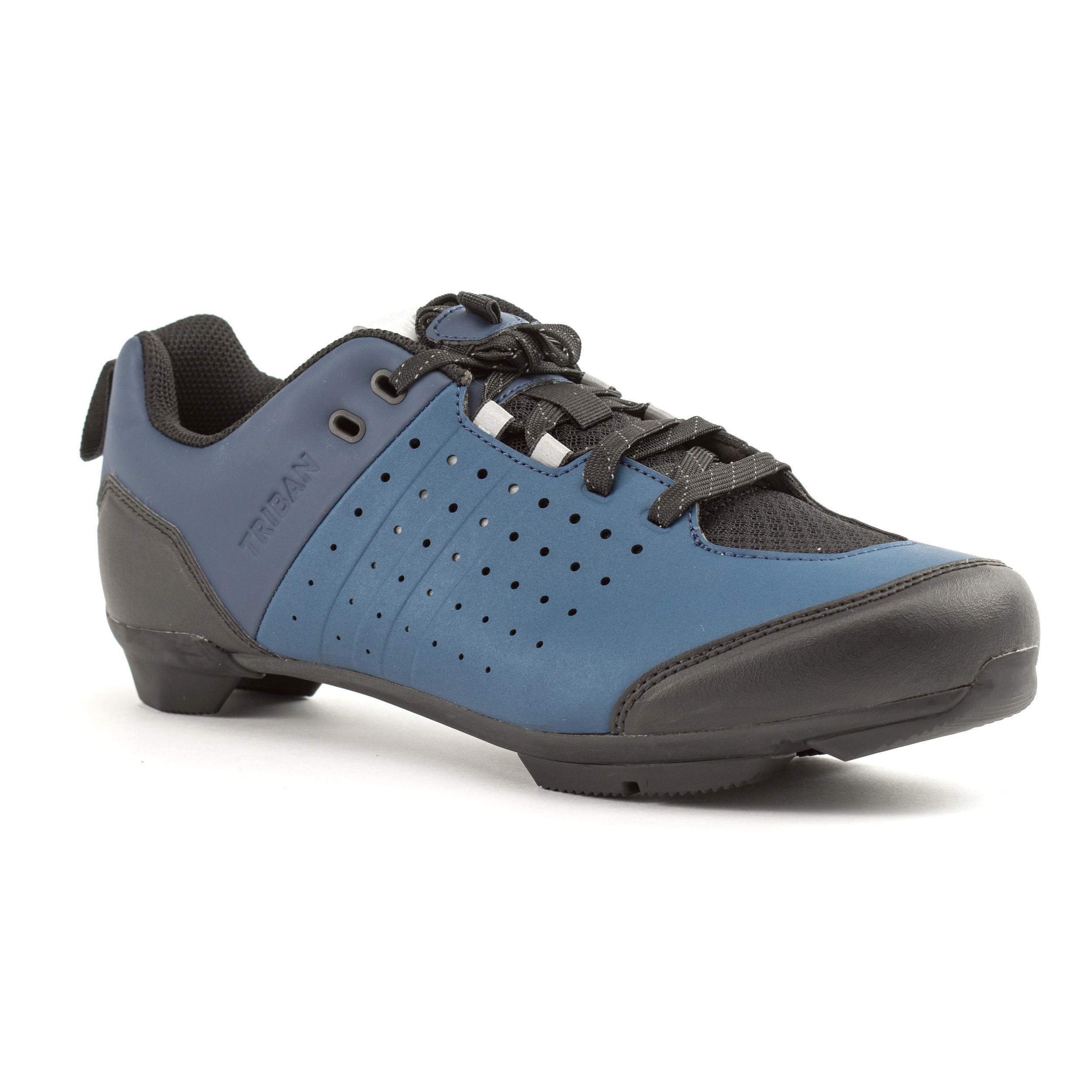 TRIBAN Road and Gravel Cycling Lace-Up SPD Shoes GRVL 500 - Blue / Navy