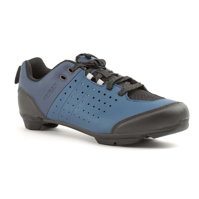 Fietsschoenen met veters voor gravelbike en racefiets GRVL 500 SPD blauw