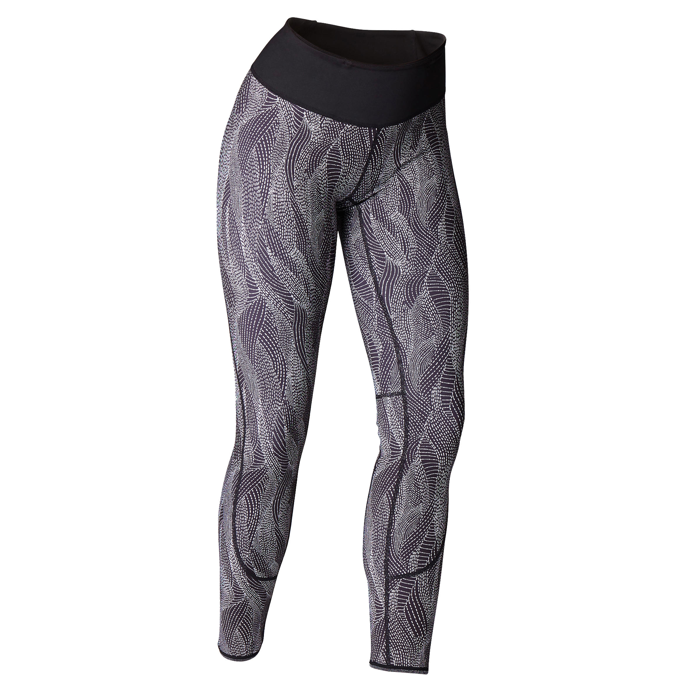 Domyos Omkeerbare Legging Voor Dynamische Yoga Zwart Wit Met Print domyos kopen in de aanbieding
