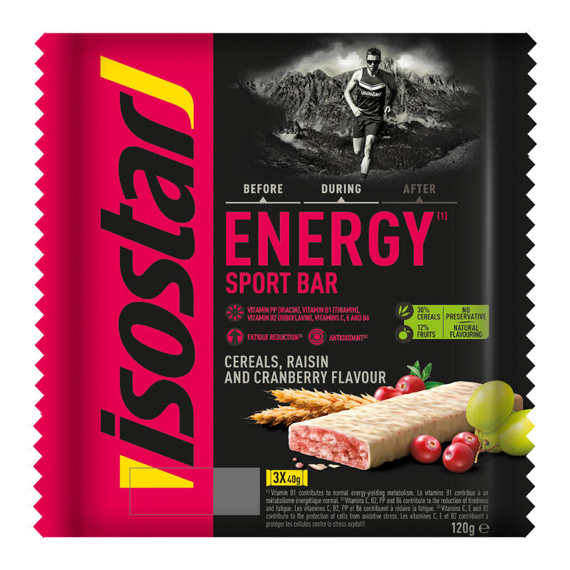 Energierepen Energy Sport Bar rozijn en cranberry 3x 40 g