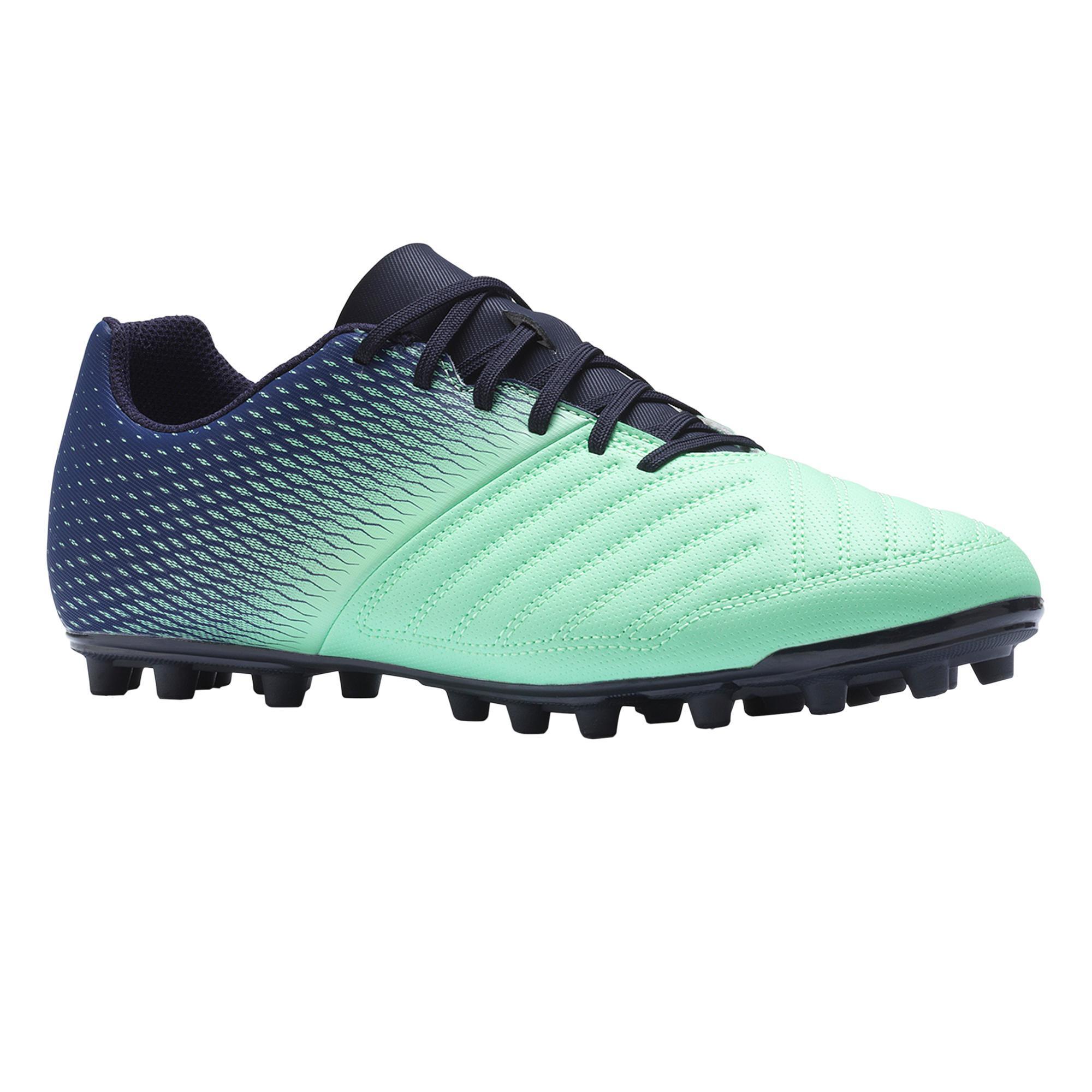 Agility 140 FG Adult Dry Pitches Football Boots - Blue/Green - Decathlon
