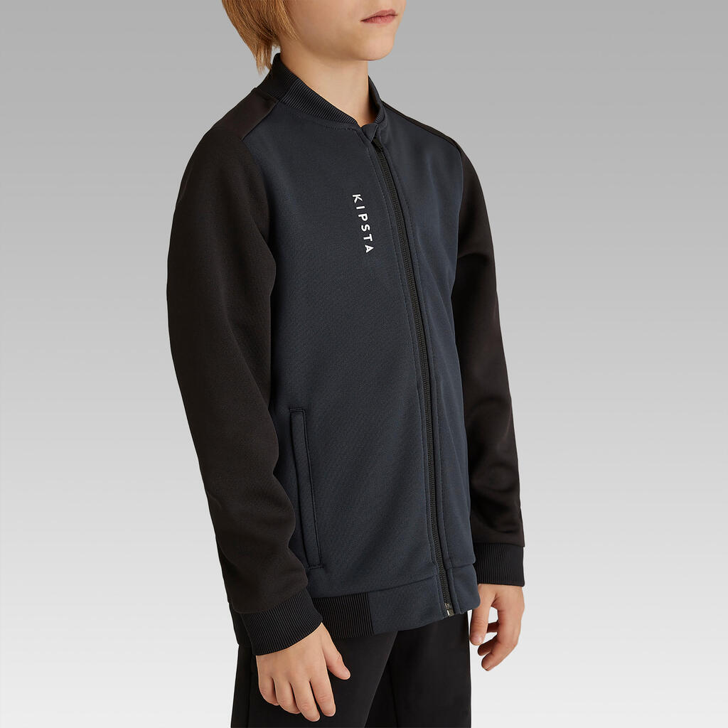 T100 Kids' Football Training Jacket - Black