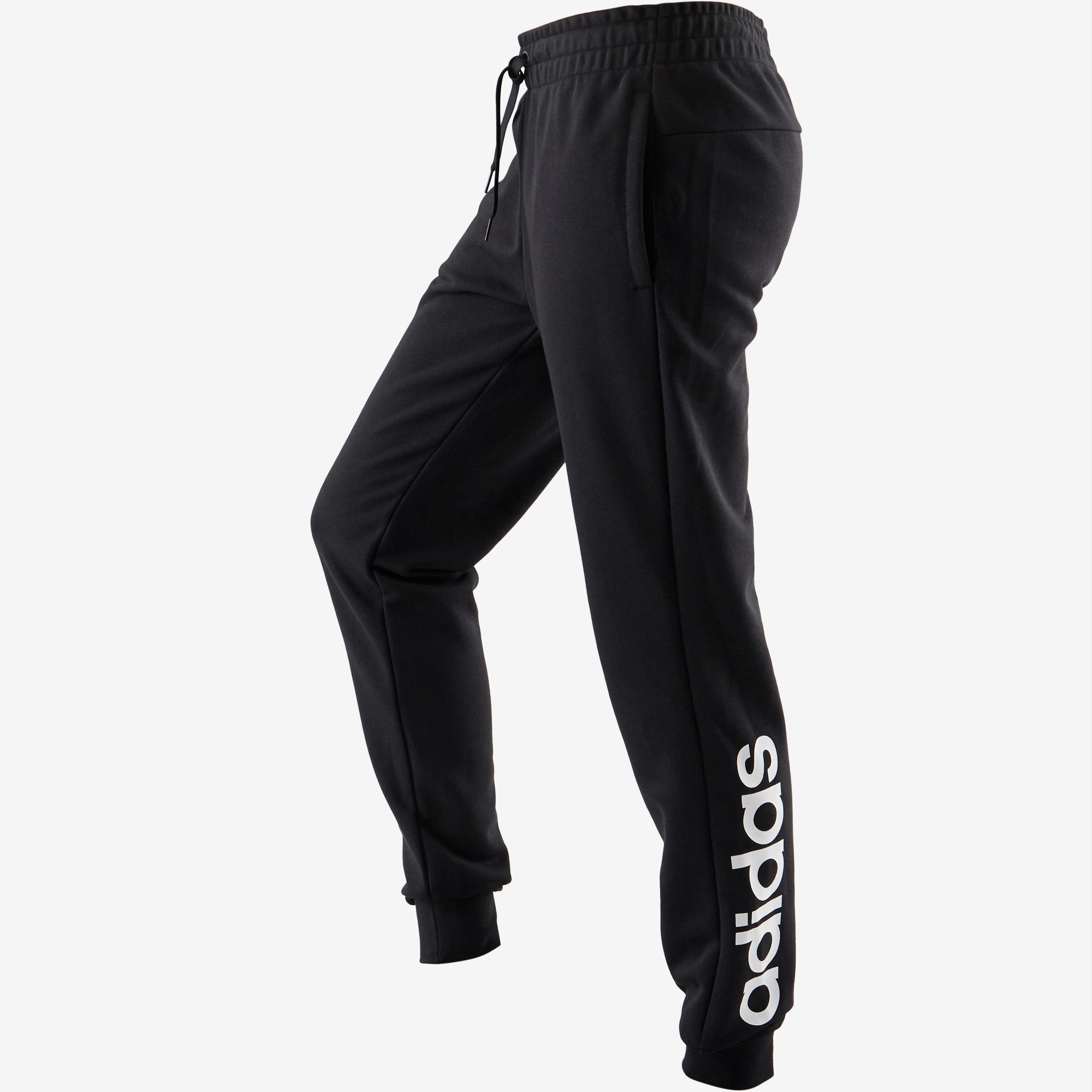 Pantaloni donna gym Linear 500 nero-bianco ADIDAS | DECATHLON