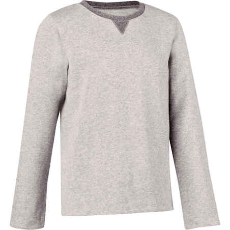 100 Boys' Warm Crew Neck Gym Sweatshirt - Grey