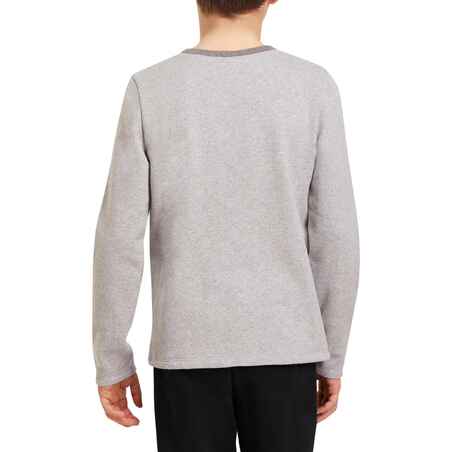 100 Boys' Warm Crew Neck Gym Sweatshirt - Grey