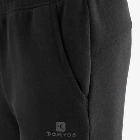 Boys' Warm Wide-Fit Gym Bottoms 100 - Black