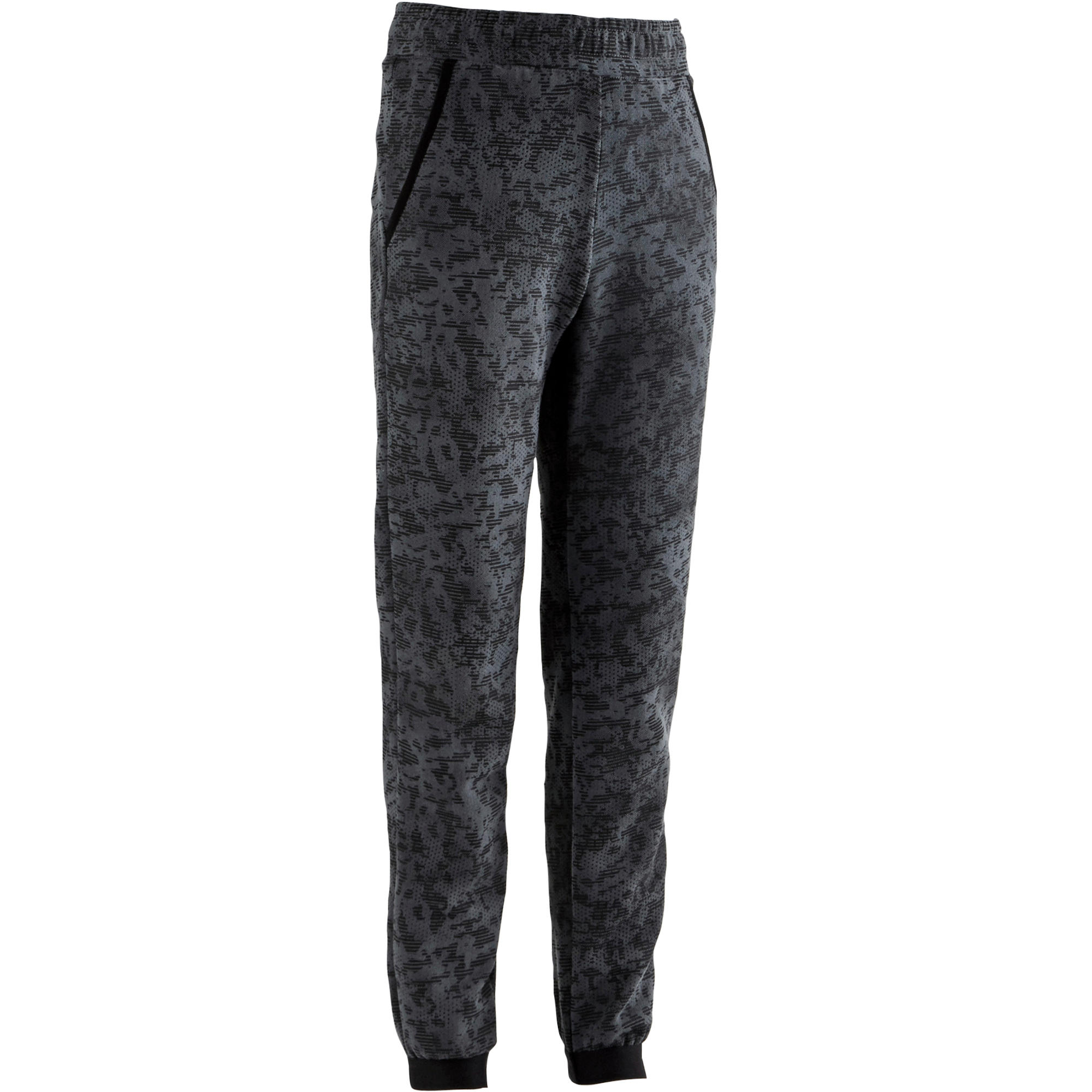 

Boys' Warm Wide-Fit Gym Bottoms 100 - Grey Print