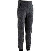 Boys' Warm Wide-Fit Gym Bottoms 100 - Grey Print