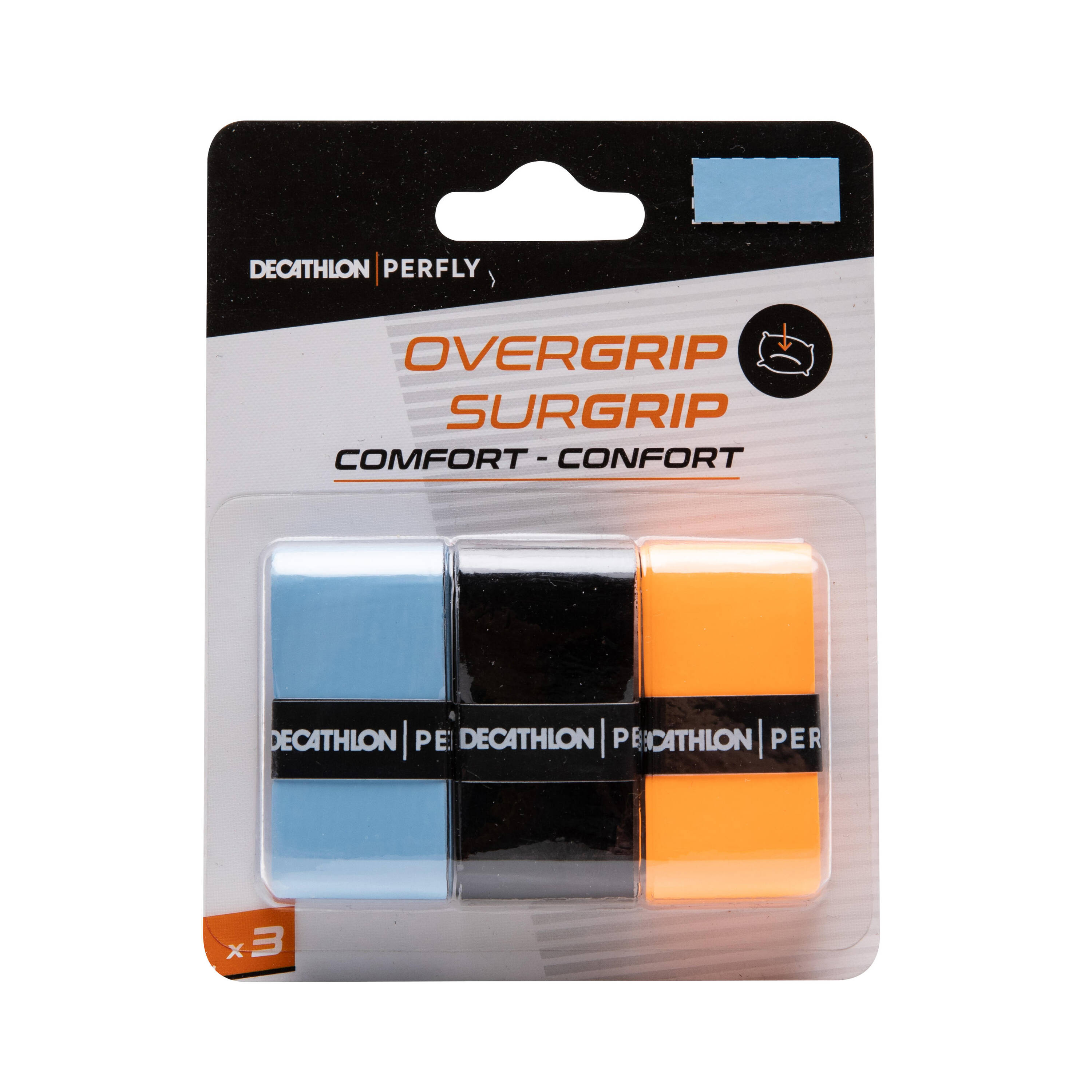 Badminton Comfort Overgrip x 3 Blue Black Orange -  1