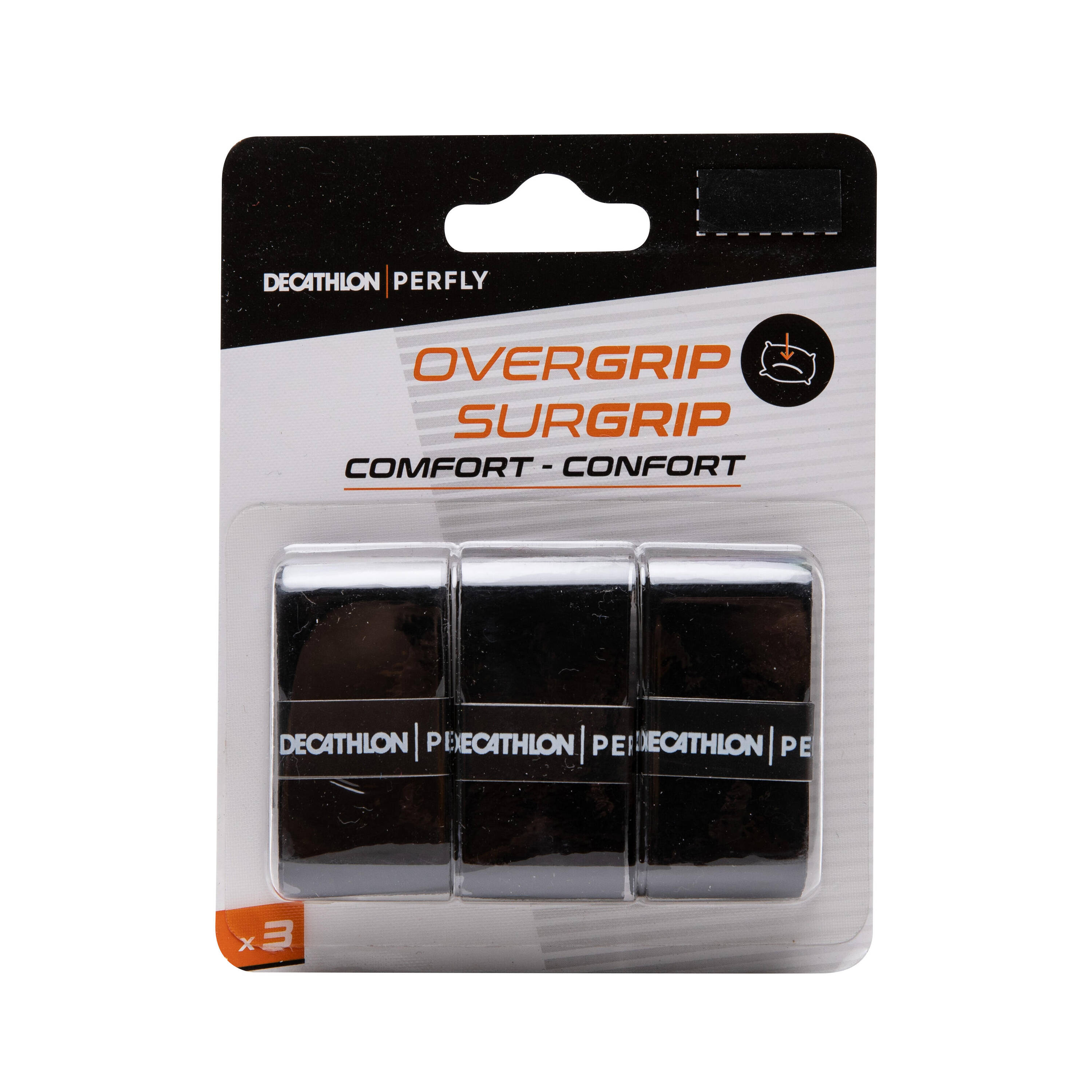 BADMINTON COMFORT OVERGRIP X 3 BLACK -  1