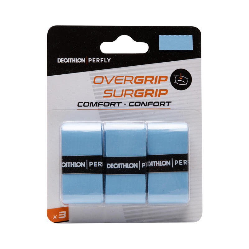 Overgrip badminton Comfort lichtblauw set van 3