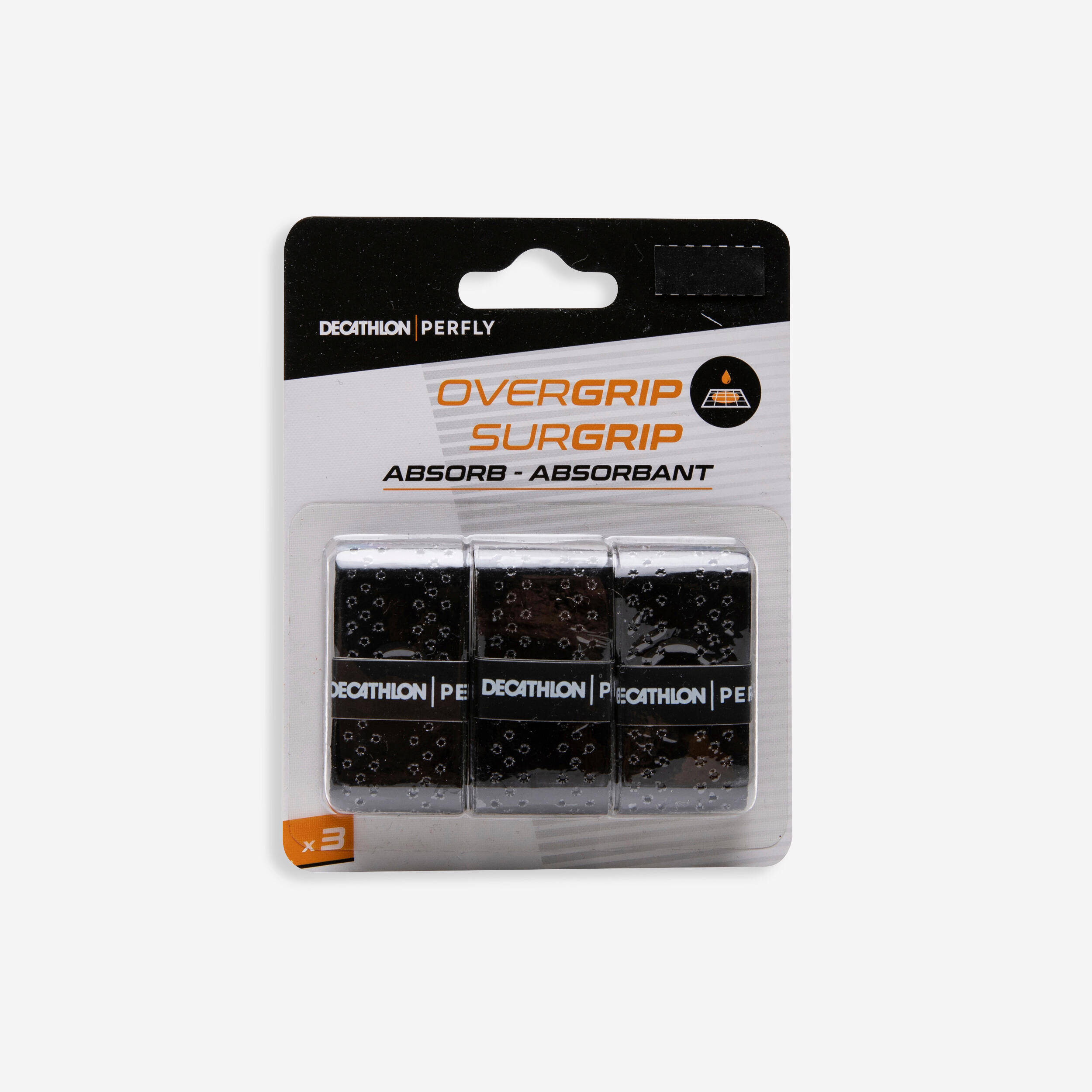 Badminton Quickdry Overgrip x 3 Black -  1