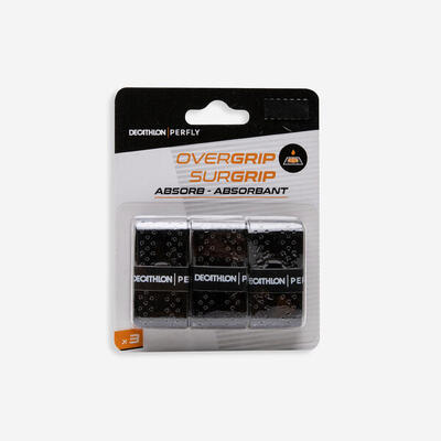 Badminton Griffband Quickdry Overgrip 3er Pack schwarz