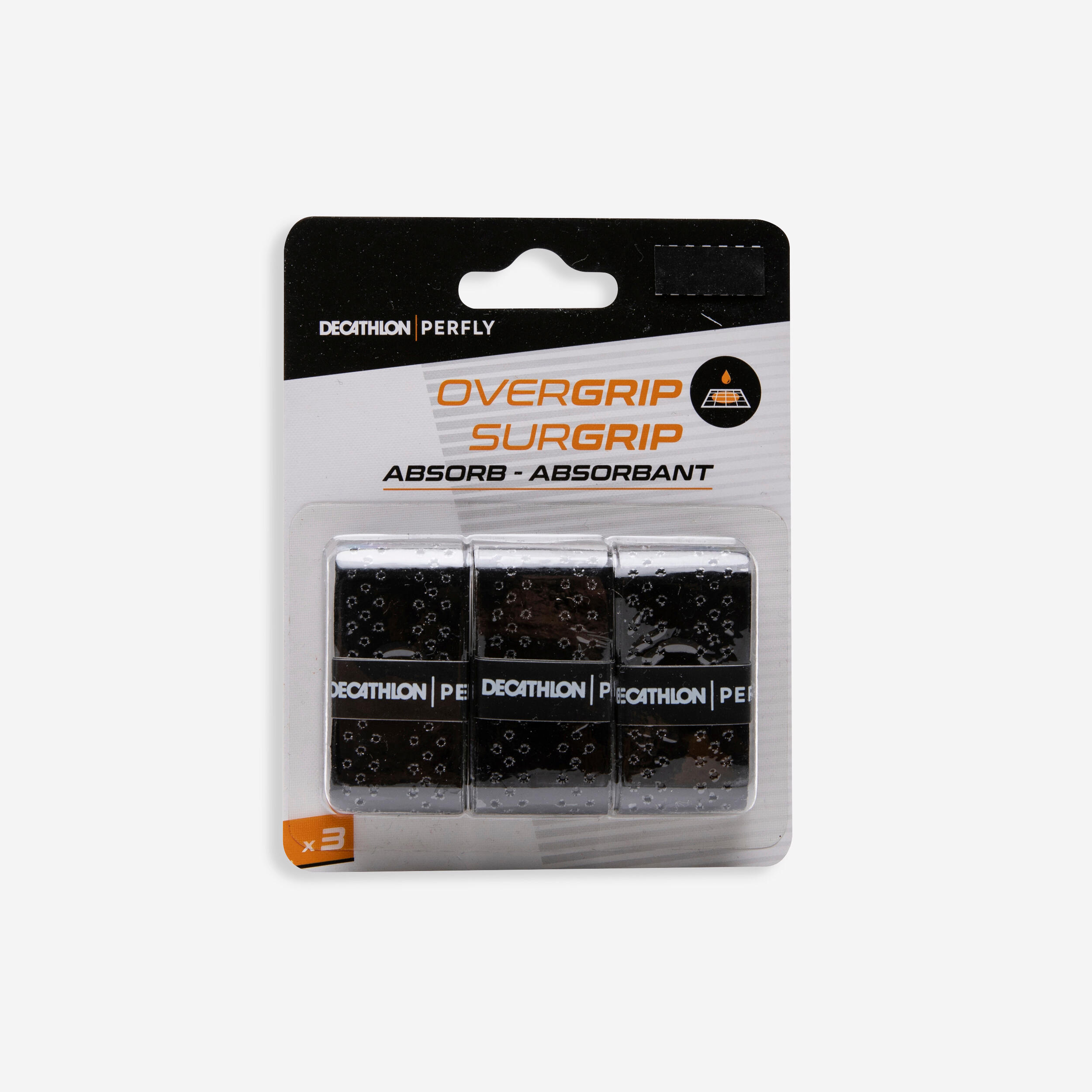 BADMINTON QUICKDRY OVERGRIP X 3 BLACK 1/6