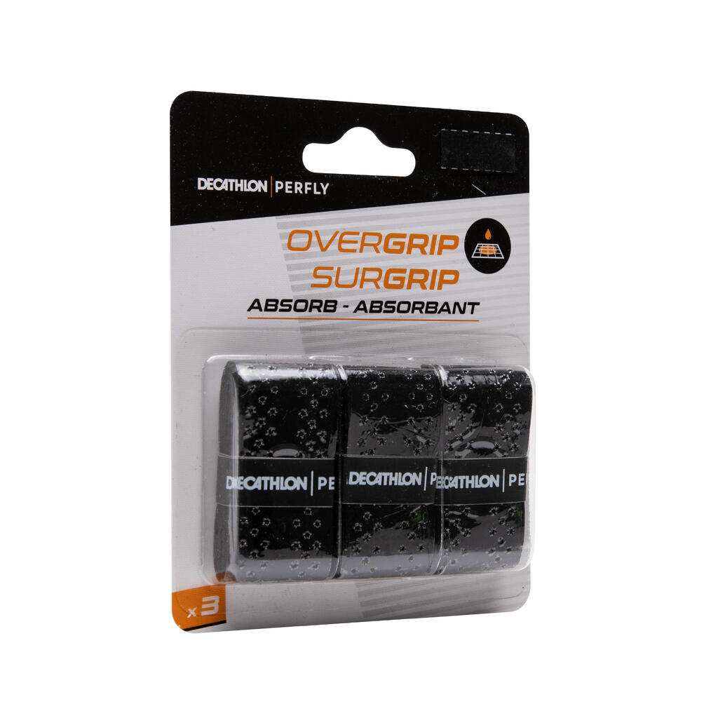 Badminton Griffband Quickdry Overgrip 3er Pack schwarz 