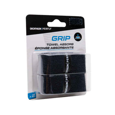 BADMINTON TOWEL GRIP x 2 BLACK